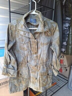 Ashley By 26 International Distressed Olive-Tan Utility Jacket